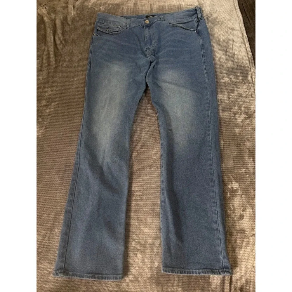 True Religion Ricky Relaxed Straight Mens Flap Stretch Denim Jeans Blue 40x31